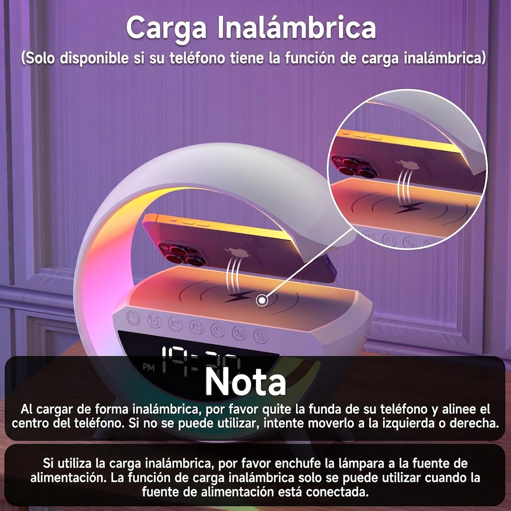 GlowBeat — Parlante Bluetooth con luz LED y carga inalámbrica
