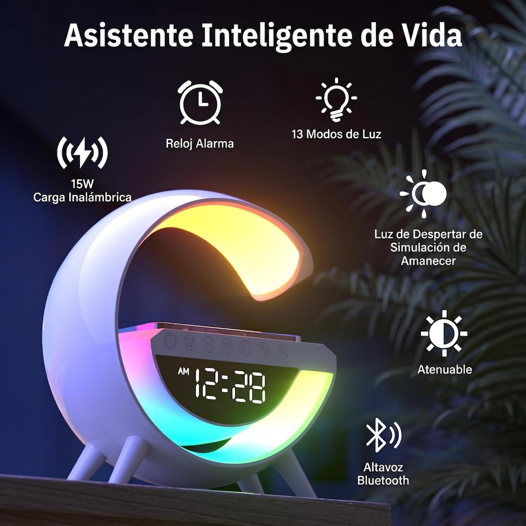 GlowBeat — Parlante Bluetooth con luz LED y carga inalámbrica