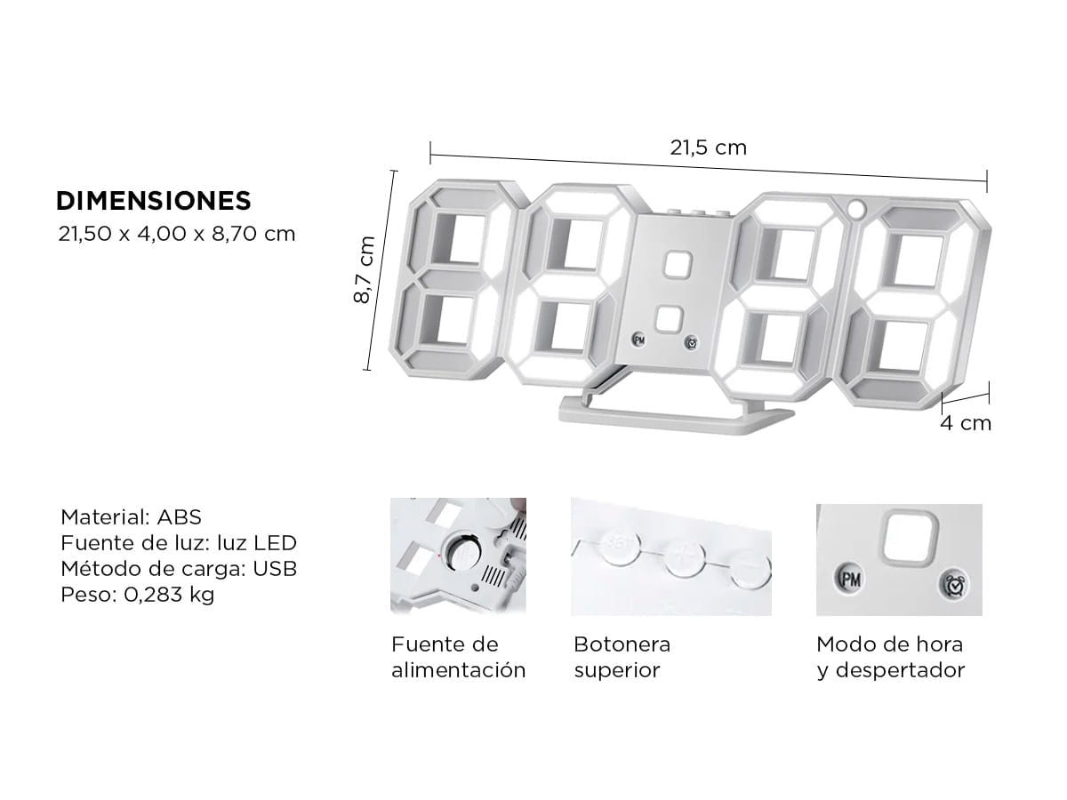 Reloj Digital 3D LED